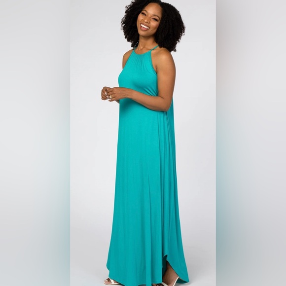 Elegant Teal Maxi Dress - Picture 2 of 15